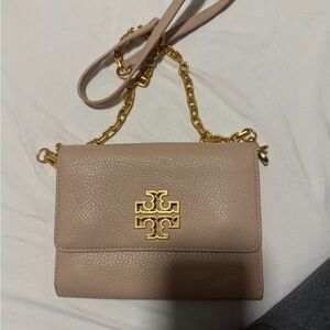 Tory Burch Beige Crossbody Bag with Gold Chain